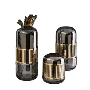 Supplier of gold vases for home decor flower vases tall wedding centerpieces glass cylinder vase 3 sizes