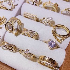 Luxury Vintage Engagement Wedding Gold Plated CZ Zircon Mix <b>Adjustable</b> <b>Ring</b> for Ladies with Claw Setting - Product Image 4