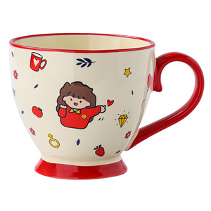 Cartoon <b>Ceramic</b> Mug Red And Blue Heat Resistant Couple Water <b>Cup</b> For Home Use Birthday Gift For Girls Souvenir - Product Image 4
