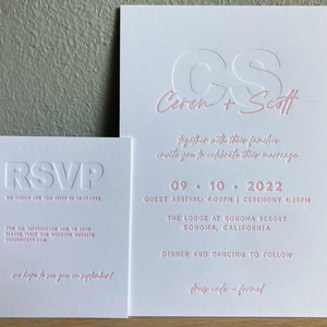 Élégantes invitations de mariage en papier coton, imprimées en typographie avec gaufrage et débossage couleur, accessoires pour célébrations de mariage - Product Image 3