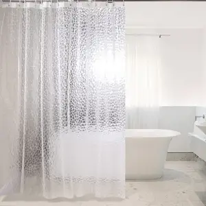 Antimikrobiyal küf dayanıklı baskılı duş perdesi su geçirmez astar şeffaf Peva 3d duş perdesi