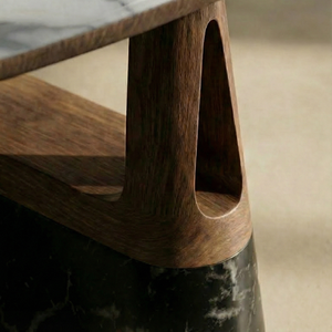 Modern Luxury <b>Marble</b> Dining Table Calacatta Violet Natural Stone <b>Top</b> with Solid Walnut Wood Legs for Home Restaurant PISANO - Product Image 5