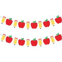 Bannière en papier crayon pomme pour la rentrée scolaire, décorations de classe, bannières durables pour enseignants et accessoires photo