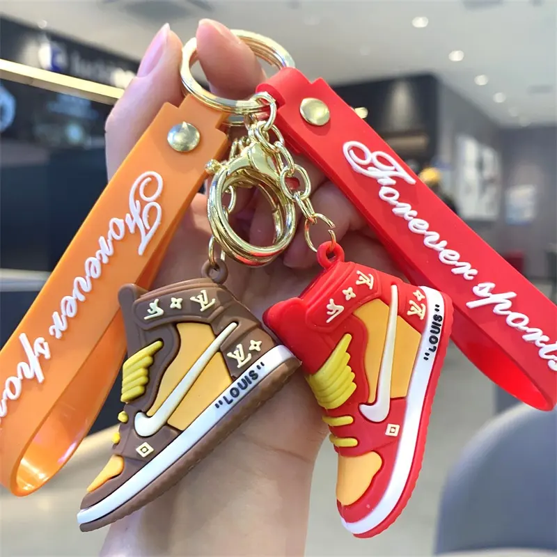 Zhejiang Usine Personnalisé En PVC Souple En Caoutchouc Mignon Mini Chaussure Porte-clés Anneau En Gros 3D En Plastique AJ Sneaker Porte-clés Porte-clés