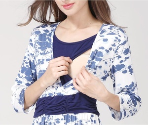 Emotion Moms Vente en gros Vêtements de maternité Jersey floral <span class=keywords><strong>Robe</strong></span> d'<span class=keywords><strong>allaitement</strong></span> en <span class=keywords><strong>coton</strong></span> avec manches 3/4 pour l'<span class=keywords><strong>allaitement</strong></span> - Product Image 5
