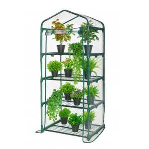4 Tier Mini Greenhouse For <b>Plants</b> 69x49x155 Cm Steel <b>Frame</b> With Pvc Cover Balcony Indoor Use - Product Image 1