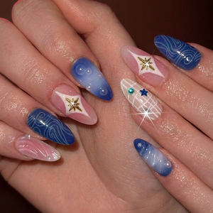 10 <span class=keywords><strong>Uñas</strong></span> <span class=keywords><strong>Postizas</strong></span> Almendradas Brillantes con Diseño <span class=keywords><strong>de</strong></span> Burbujas Oceánicas <span class=keywords><strong>de</strong></span> Verano, Adornadas con Estrellas, Cuentas y Gemas, <span class=keywords><strong>Uñas</strong></span> Decoradas con Ondas y Remolinos, <span class=keywords><strong>Uñas</strong></span> <span class=keywords><strong>Postizas</strong></span> con Pedrería - Product Image 5
