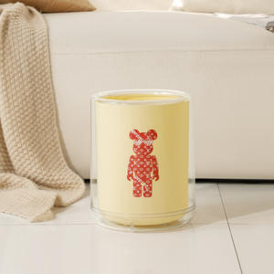 <span class=keywords><strong>Cubo</strong></span> de <span class=keywords><strong>Basura</strong></span> Abierto de Plástico Color Crema con Estampado de Oso para Uso Doméstico, Cocina, Sala de Estar, Dormitorio, Hotel, Tamaño Grande - Product Image 2