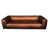 Canapés-lits vintage en cuir marron en cuir véritable 3 places Villa bureau luxe mobilier de bureau salon canapé taille 250cm