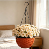 Grand panier suspendu traditionnel à double pot pour plantes, avec trous de drainage, auto-arrosant, 1,28 L, en PP durable, pour usage intérieur/extérieur