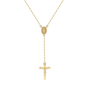Mode 925 <span class=keywords><strong>argent</strong></span> Sterling plaqué <span class=keywords><strong>or</strong></span> bijoux religieux jésus croix en forme de Y Lariat clavicule chaîne collier pour les femmes - Product Image 1