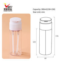 Bouteille cosmétique PET à compartiments séparés de 300 ml, impression personnalisée, double pompe, emballage pour lotion et shampoing pour soins de la peau