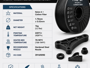 PINRUI PA6-CF Nylon-Kohlefaser-Filament 1,75mm, Industriequalität Hochfestes 3D-Drucker-Filament für Bambu Lab, 1kg - Product Image 6