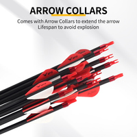 STARCN Archery – Lot de 12 flèches en carbone mixte de 7,8 mm, Spine 500, ailettes en forme de goutte d'eau avec anneau anti-explosion pour arcs composés et classiques