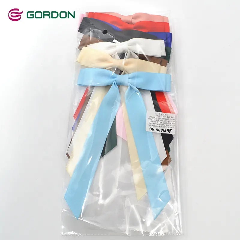 Gordon Ribbon 5 pollici doppio strato fiocco in nastro di raso con due pezzi coda lunga trail bambini fermaglio per capelli fiocchi per capelli con nastro