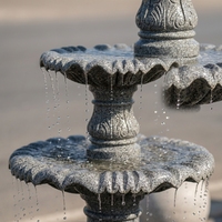 Fuente de Agua Decorativa de Piedra para Jardín, de 3 Niveles, Tallada a Mano en Mármol Negro Natural, con Logotipo Personalizado al por Mayor