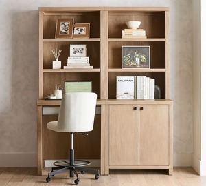 Bibliothèque en bois composite MDF en gros <span class=keywords><strong>avec</strong></span> <span class=keywords><strong>bureau</strong></span>, poste de travail et étagères ouvertes - Product Image 2