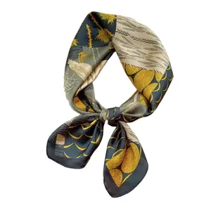 B721 gran oferta de lujo estampado cuadrado satén pañuelo diadema 70*70cm impresión Digital bufanda cuadrada pelo chal envolturas bufandas de seda