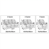 Frank Möbel |   Modernes 3+2+1 Ledersofa-Set mit Manueller Verstellung, Kino-Konsole und Getränkehaltern