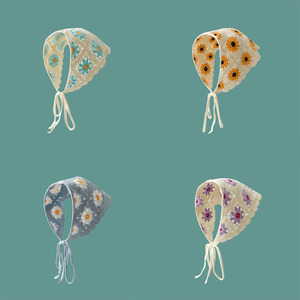 Pañuelo de Ganchillo <span class=keywords><strong>Wowei</strong></span> Fashion Pañoleta Tejida para el Cabello Turbante Floral Cintas Triangulares para el Pelo para Niñas Accesorios para el Cabello - Product Image 4
