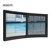 Ventana Corredera de Vidrio de 2 Paneles de Aleación de Aluminio Curvada con Mosquitera Integrada para Casas Modernas