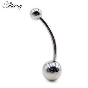 Toptan 8-16mm uzunluk G23 titanyum çelik topu halter seksi top göbek halkası göbek Piercing kadın erkek göbek piercingi göbek takısı