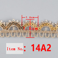 Ruban en dentelle brodée avec des paillettes jaunes dorées, appliqué en dentelle cordonnée, bordure en dentelle, code-barres pour les costumes ethniques, vêtements de scène