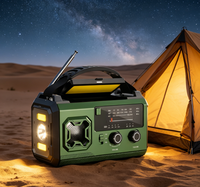 Radio de Emergencia Portátil AM/FM Solar con Manivela, Radio de Plástico, Banco de Energía de 20000mAh, Linterna LED, Salida 5V2A, Luz Alta 600