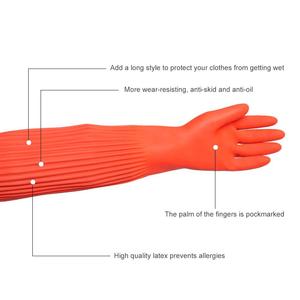 Custom Logo 45cm Long Latex <strong>Gloves</strong> Durable Non-Slip Reusable Household Rubber For Kitchen Cleaning Dishwashing Waterproof Medium