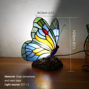<span class=keywords><strong>Lampe</strong></span> de table <span class=keywords><strong>Tiffany</strong></span> Butterfly, style rétro américain, pour salon, chambre à coucher, villa luxueuse, hôtel, <span class=keywords><strong>lampe</strong></span> de bureau en verre teinté - Product Image 5