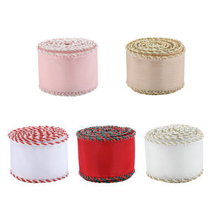 Decorazioni di natale fatti da te corona fiocchi nastro natale nastro albero di natale rosa raso nastri di natale con bordi in oro - Product Image 5