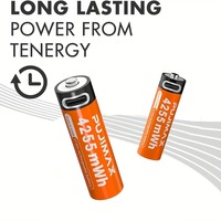 PUJIMAX 8Pcs Baterai Lithium Ion Isi Ulang Tipe-C AA 1.5V Kapasitas Tinggi 4255mWh 1500 Siklus dengan Indikator & Kabel Pengisian Daya