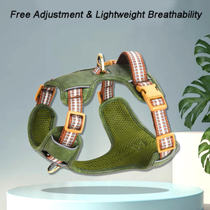 Besar kecil Retro kulit tali kekang anjing reflektif antikeluar rompi <span class=keywords><strong>Harness</strong></span> tali nilon tidak ada tarik untuk nyaman berjalan - Product Image 4