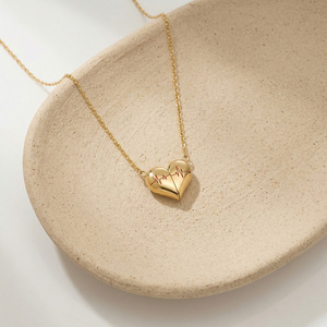 Collar con Colgante de Corazón Chapado en Oro, Cadena de Serpiente Romántica para Mujer, Joyería para Uso Diario - Product Image 2