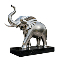 Grande statue d'éléphant en métal et acier inoxydable Sculpture décorative d'extérieur Sculpture d'éléphant abstraite