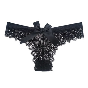 Sexy Lingerie <strong>Ladies</strong> Lace Transparent Bow Panties Briefs Thong - Product Image 5
