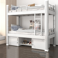 Lits superposés en acier pour appartement scolaire, lit double pour adultes et enfants avec armoire de rangement