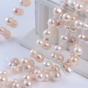 Perles d'eau douce naturelles de 8 à 11 mm, accessoires de bricolage, fabrication artisanale, bracelet en perles à 8 caractères de Zhuji avec trou de tête, perles en vrac - Product Image 4