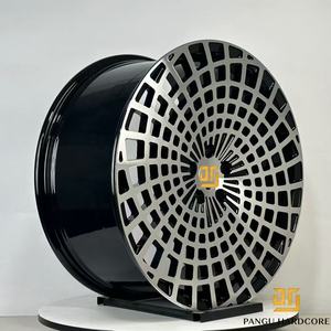 Jantes en alliage forgé Pangu à design maillé, 20, 22, 24, 26 pouces, finition argent brossé avec inserts noirs pour SUV de luxe, jantes de rechange - Product Image 4