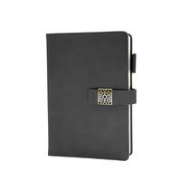 Spirale A5 cahier ensemble boucle en métal épaissi journal d'affaires livre avec cuir PU couverture en bois pour bureau conférence boîte-cadeau