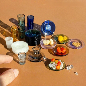 Miniaturas de Vasos y Platos de Vidrio Transparente de Colores para Casa de Muñecas Blythe, Accesorios de Escena BB11 - Product Image 2