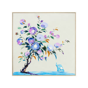 Tableau <span class=keywords><strong>mural</strong></span> minimaliste village côtier bleu canard impasto fait main déco maison hôtel villa - Product Image 6