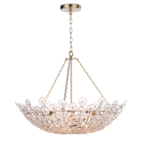 Lustre moderne Charlotte à 12 lumières en verre et fleurs, pour villa, salon, restaurant, bronze, laiton antique, intérieur