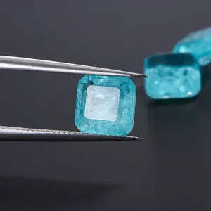 Pierre précieuse en vrac forme carrée Paraiba 10x10mm pierre de Fusion carrée bleue pour la fabrication de bijoux à bricoler soi-même