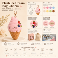 Porte-clés en peluche Anime Ice Cream, en polyester doux et rembourré de coton PP, taille 11-30 cm, pour sacs et cadeaux, enfants, adultes, unisexe, occasions de fête