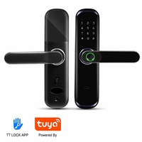 Cerradura de Puerta Inteligente con Sistema de Control de Acceso Biométrico RFID, Teclado Táctil y Huella Dactilar, Anti-Robo, Compatible con la Aplicación Tuya