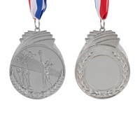 JP0804 Estatuilla de Jugadores de Voleibol de Estilo de Arte Popular, Medallas y Trofeos de Metal Liso con Cinta