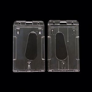 High Quality <b>Polycarbonate</b> Id Badge Hard <b>Plastic</b> Pc 2 Slots Crystal Clear Transparent Working Card Holder - Product Image 4