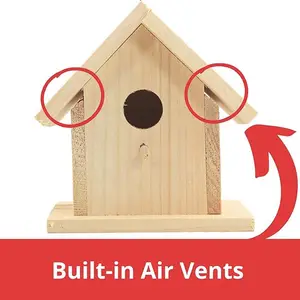 Unfinished Birdhouse To Paint For Birdwatching With Perch Natural Wood Pine Frame For Finches And Songbirds