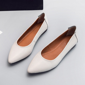 Gran oferta de <span class=keywords><strong>mocasines</strong></span> planos para <span class=keywords><strong>mujer</strong></span>, zapatos de cuero genuino de tacón bajo puntiagudos, zapatos informales para <span class=keywords><strong>mujer</strong></span>, traje de oficina de negocios, calzado - Product Image 6